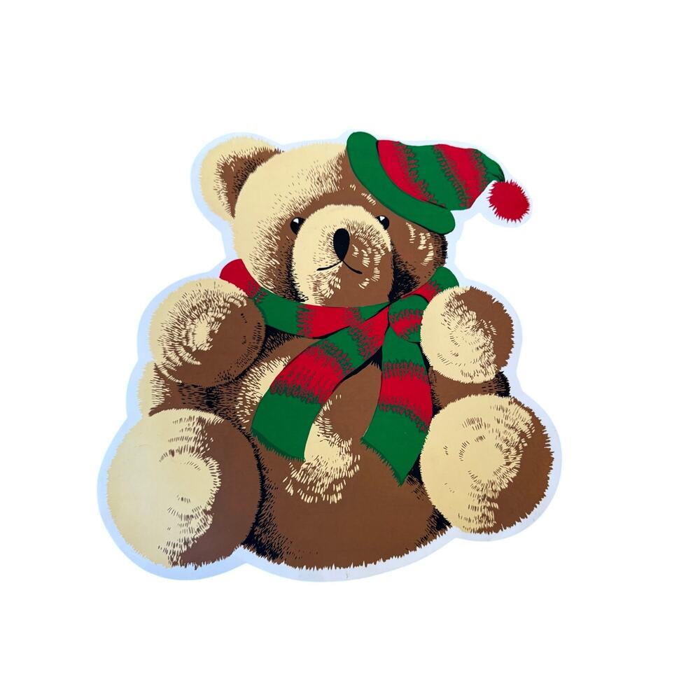 Vintage Bear red and green Christmas placemat‎